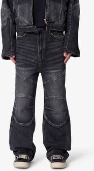 mnml Paneled Moto Kick Flare Jeans