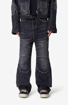 Paneled Moto Kick Flare Jeans