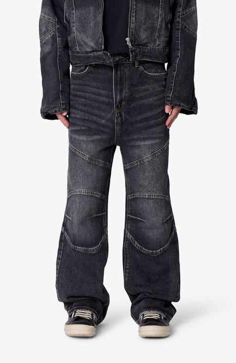 Paneled Moto Kick Flare Jeans