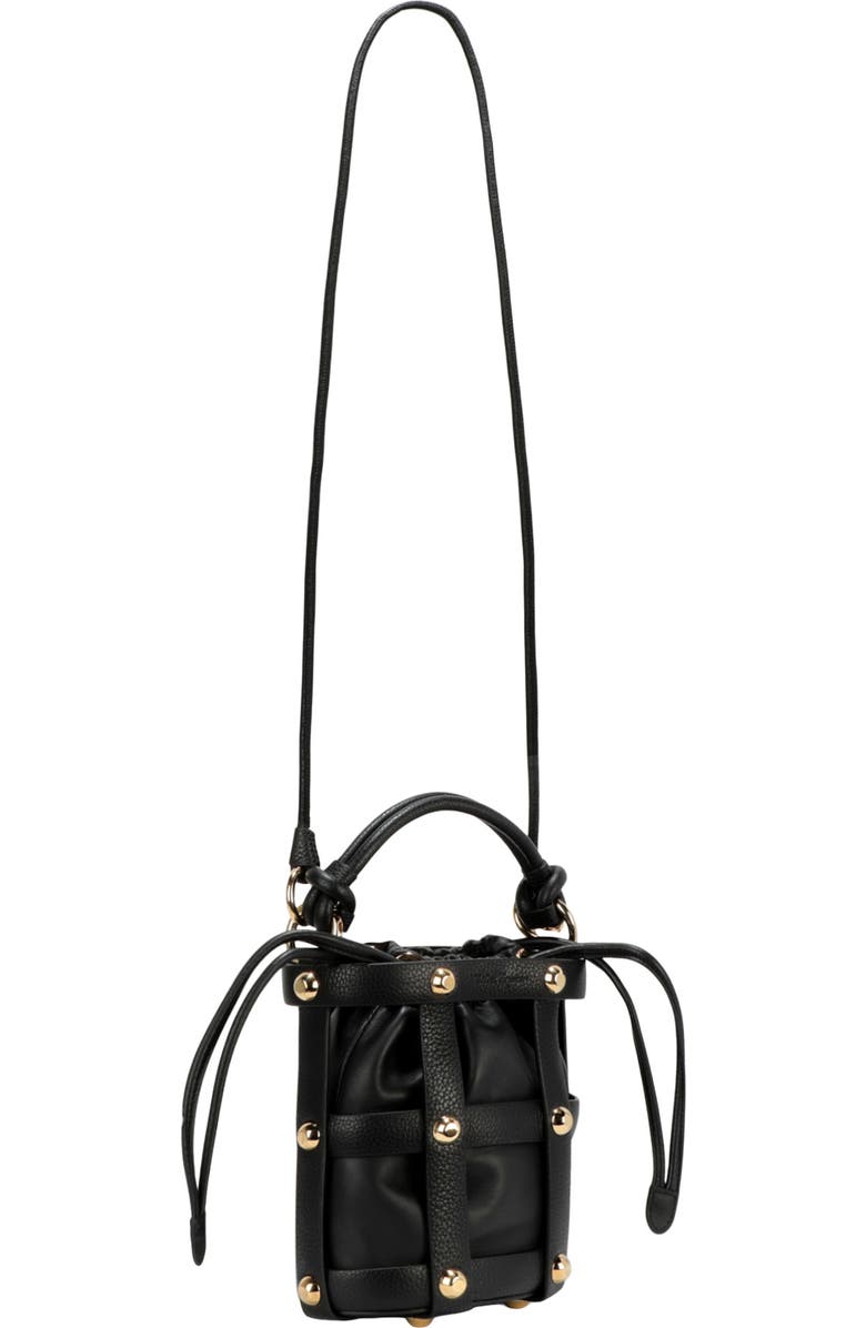 FERRAGAMO Drawstring Leather Shoulder Bag, Alternate, color, Black