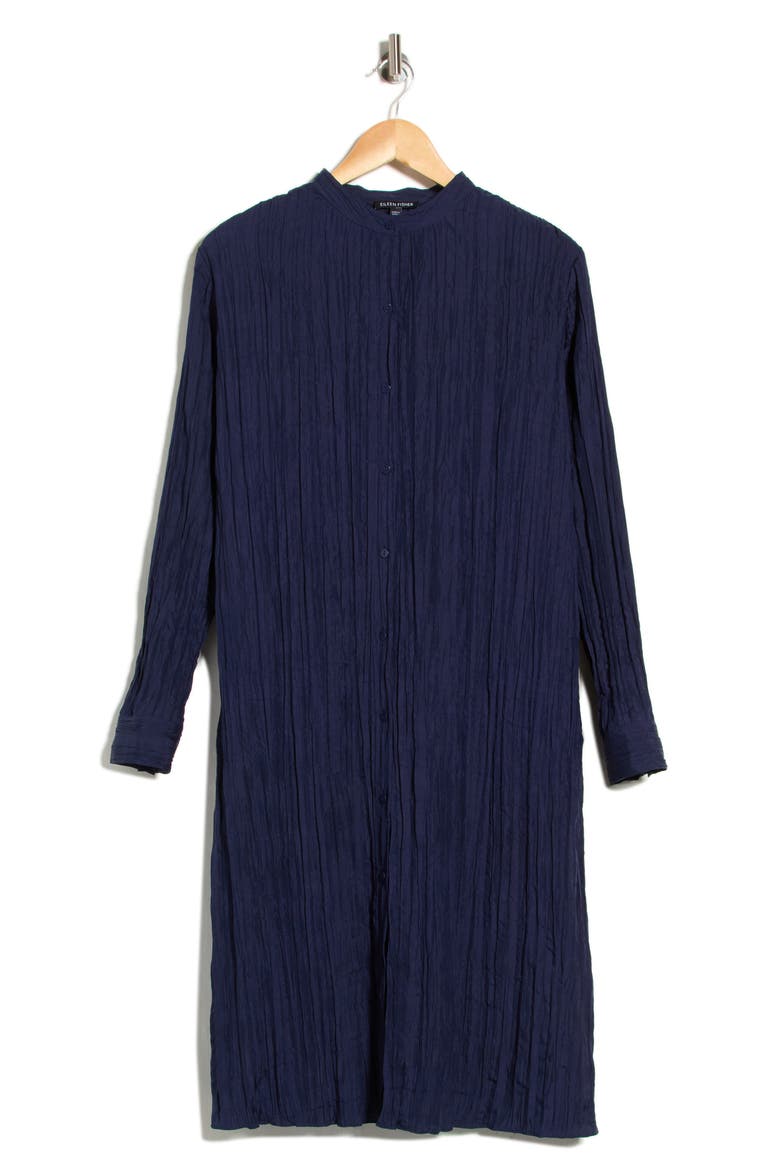 Pleated Silk Shirt, Alternate, color, MIDNIGHT