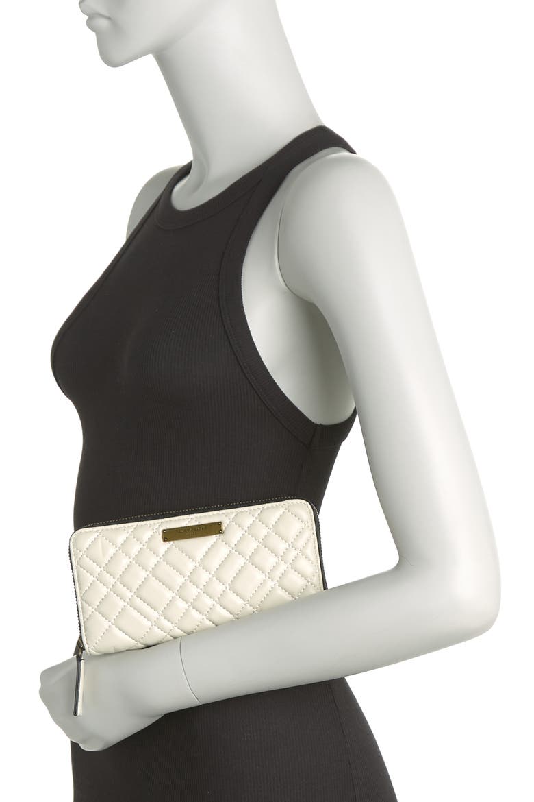 Quilted Leather Zip Around Wallet, Alternate, color, NATURAL