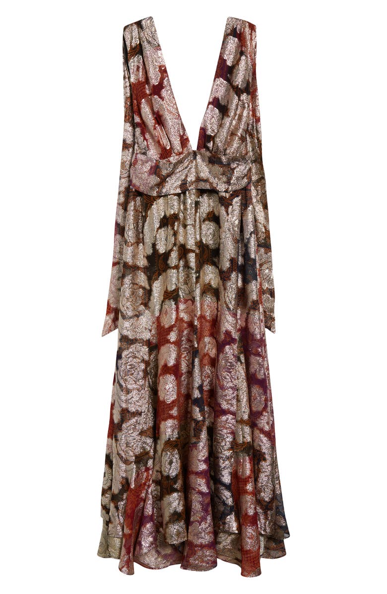 FARM Rio Metallic Jacquard Sleeveless Maxi Dress, Alternate, color, 