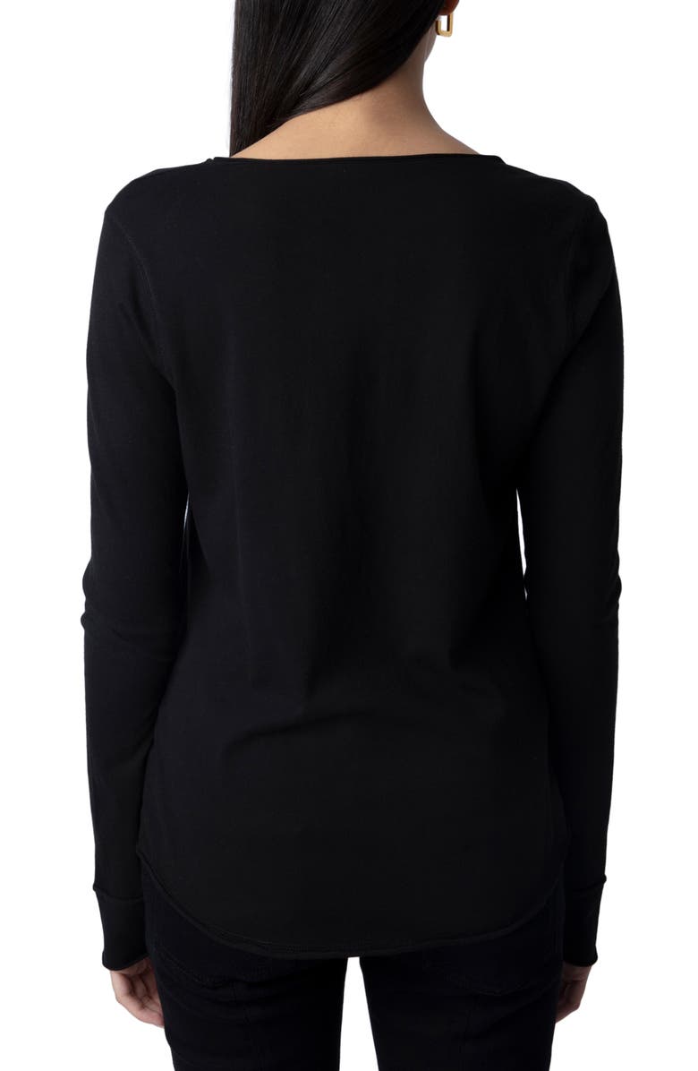 Zadig & Voltaire Tunisien Embellished Amour Long Sleeve T-Shirt, Alternate, color,