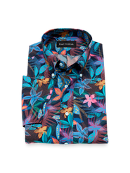 Paul Fredrick Cotton Buttondown Collar Poplin Slim Hemmed Sleeve Short Sleeve Shirt