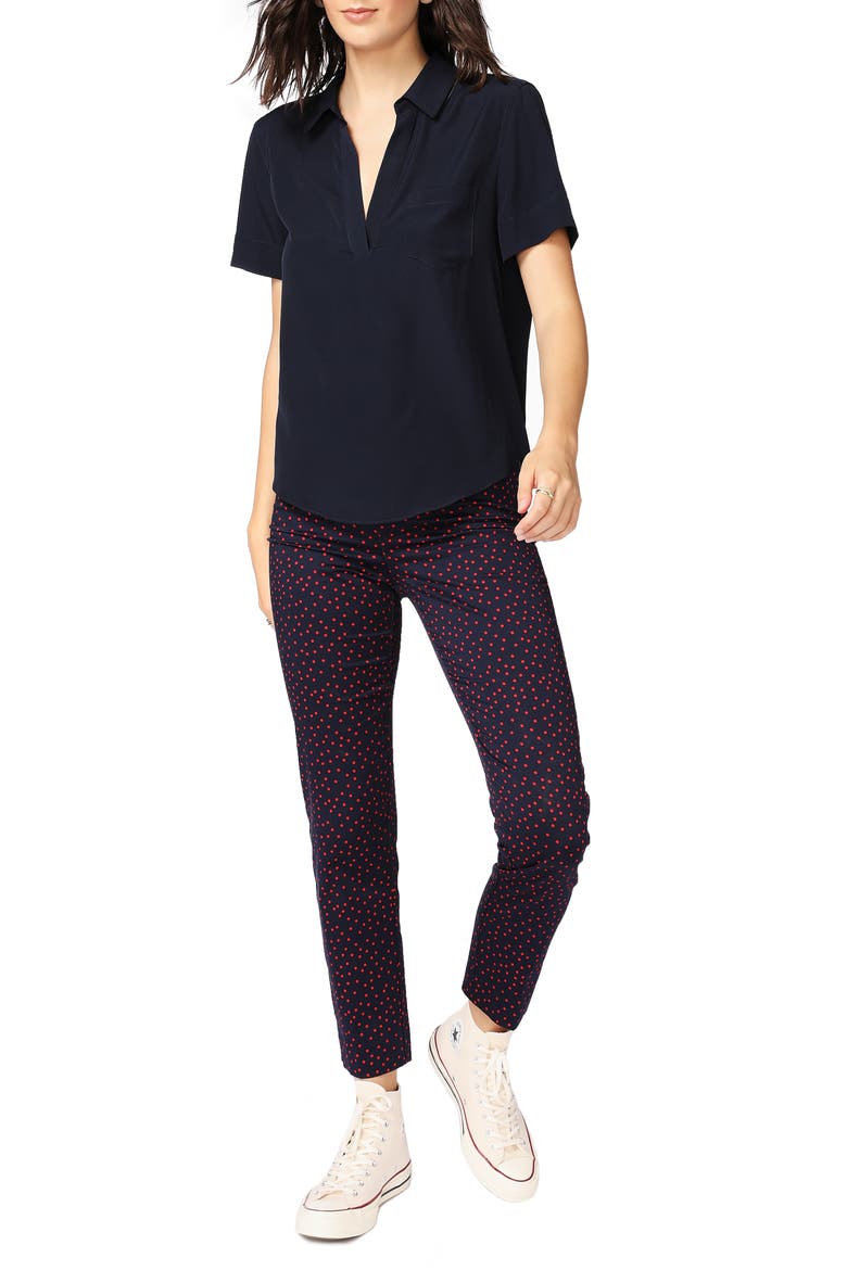 Scatter Dot Slit Hem Pants, Alternate, color, MARITIME ROUGE