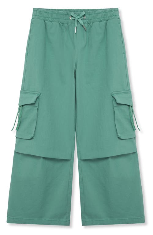 Truce Kids' Wide Leg Drawstring Cargo Pants in Green 