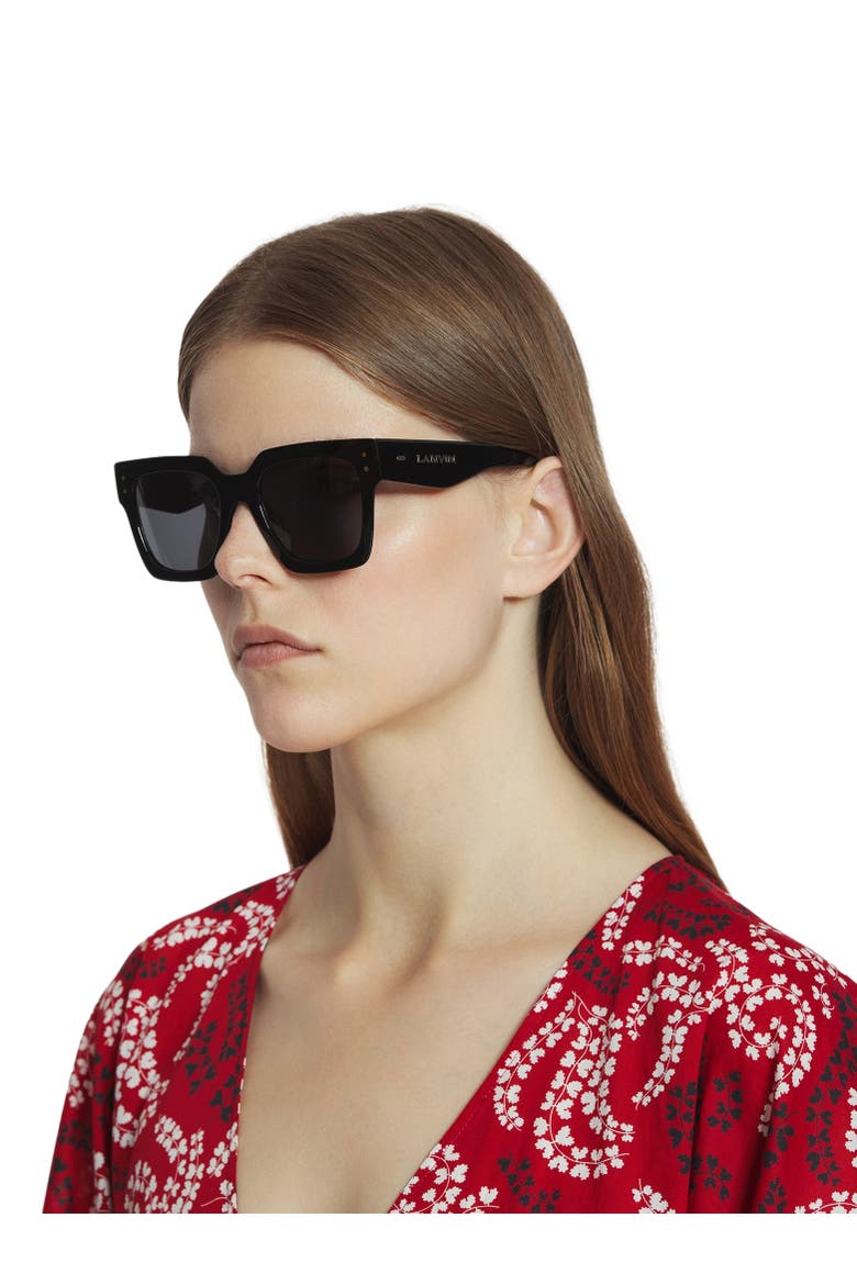 Lunettes Maxi Rectangle Lanvin Signature, Alternate, color, Black