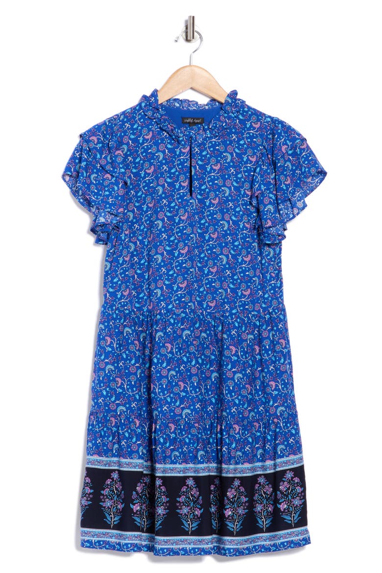 Tiered Short Sleeve Dress, Alternate, color, BLUE COMBO