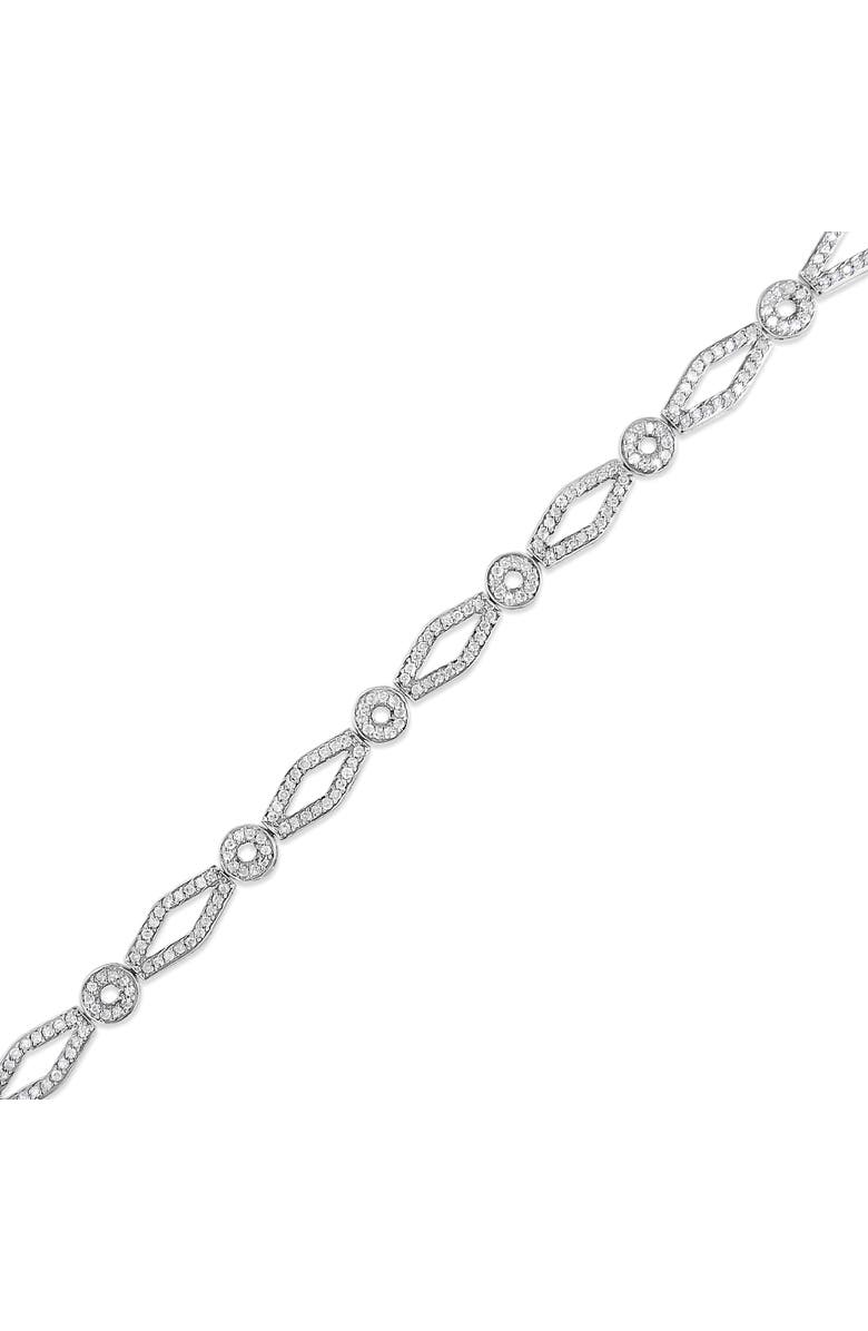 Haus of Brilliance Silver 1 1/2 Cttw Diamond Studded Circle and Kite-Shaped Link Bracelet, Alternate, color, White