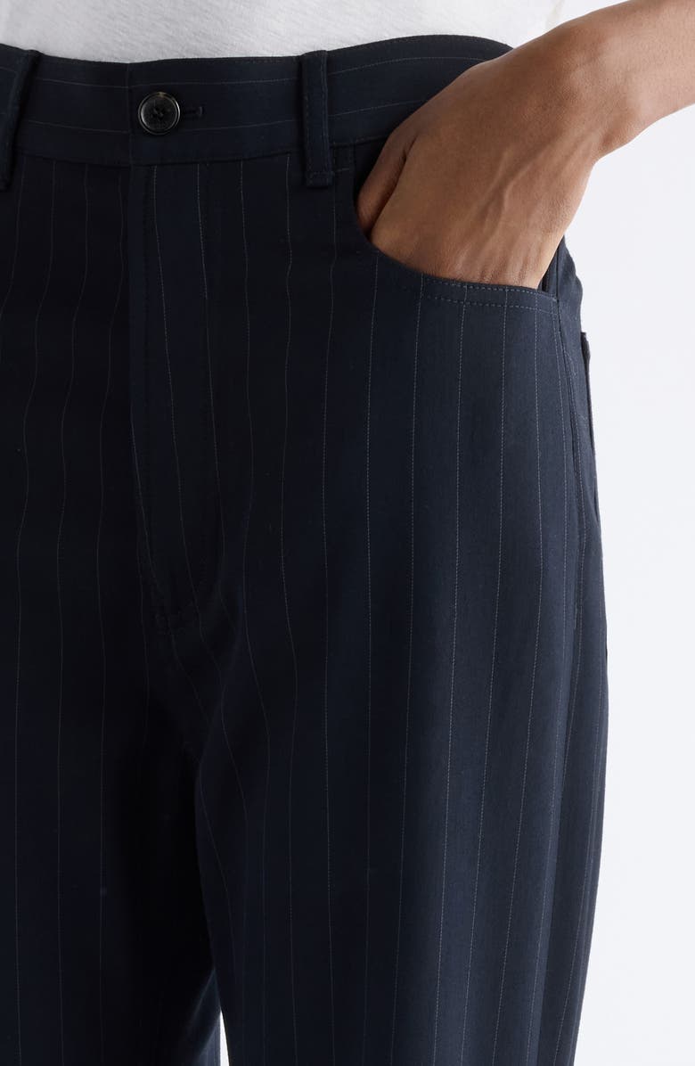 Acne Studios Poltana Fluid Pinstripe Bootcut Trousers, Alternate, color, Navy