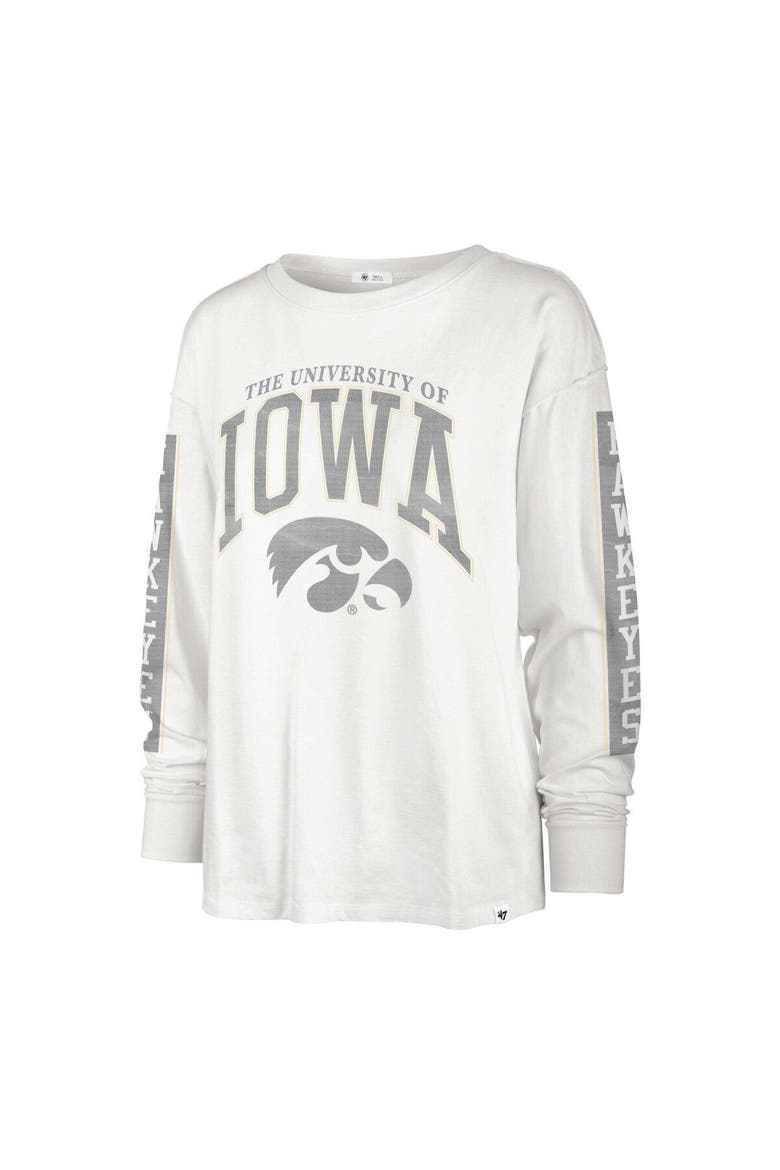 Women's '47 Cream Iowa Hawkeyes Statement SOA 3-Hit Long Sleeve T-Shirt, Alternate, color, White