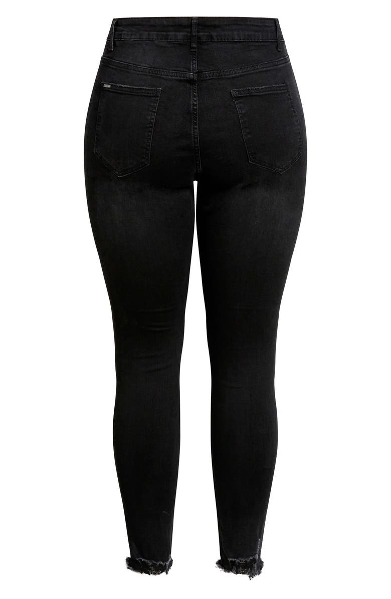 City Chic Asha Wild Rose Ripped High Waist Skinny Jeans, Alternate, color, 