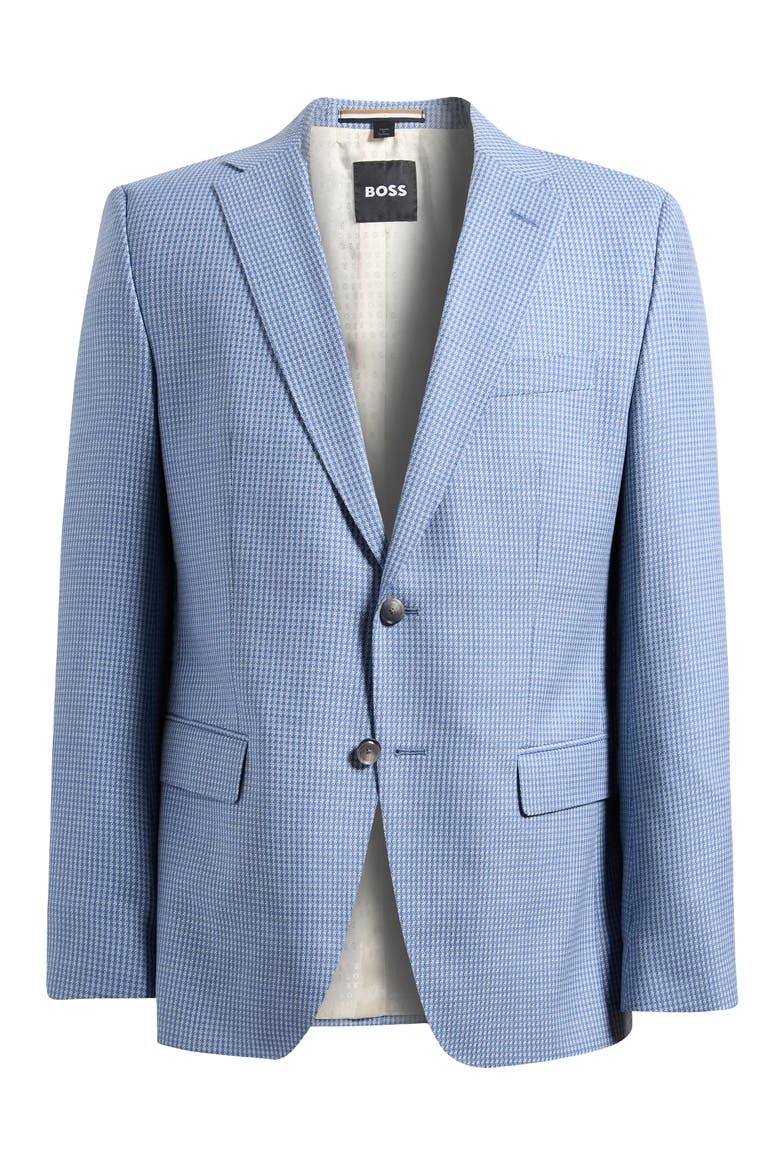 Hutson Slim Fit Light Blue Houndstooth Check Virgin Wool Sport Coat, Main, color, LIGHT PAST/ BU