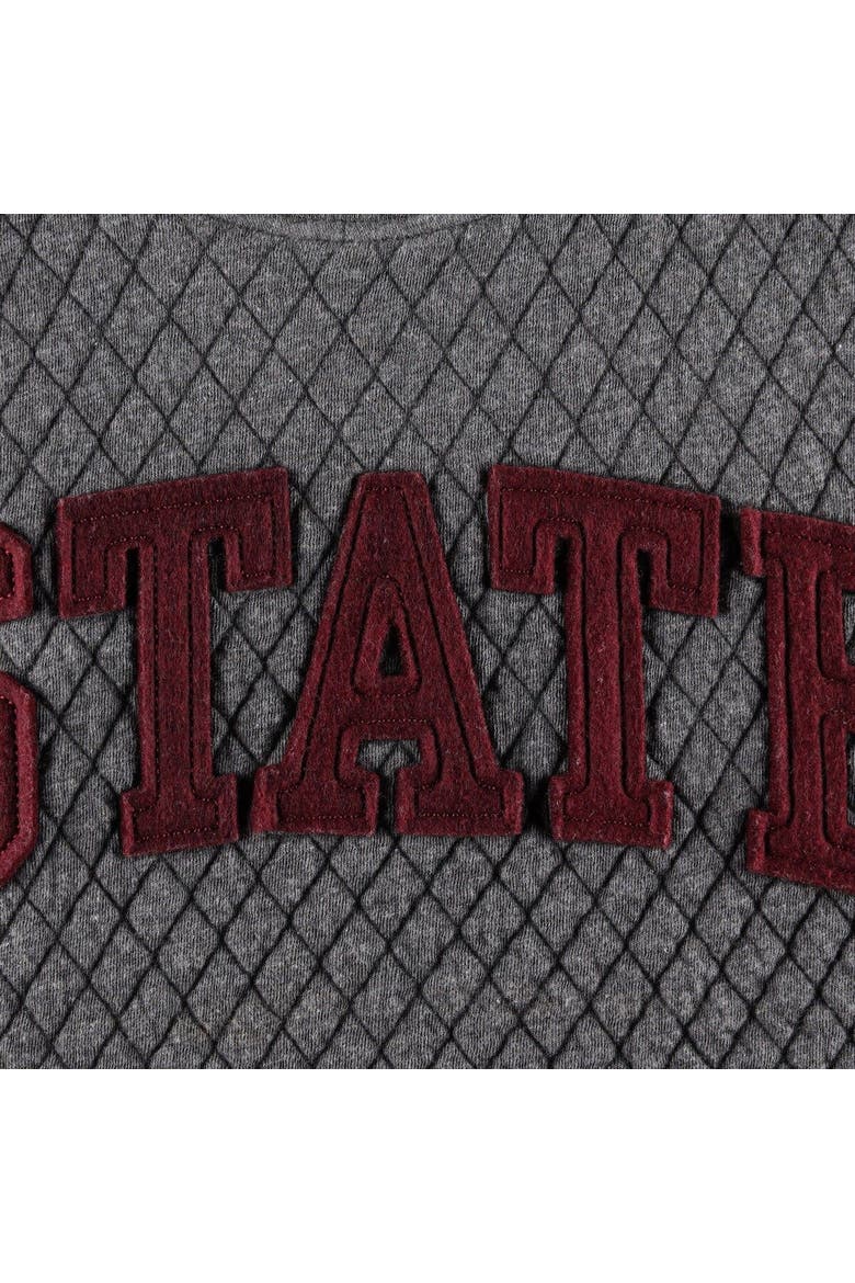 Women's Pressbox Heather Charcoal Mississippi State Bulldogs Moose Quilted Pullover Sweatshirt, Alternate, color, Heather Charcoal