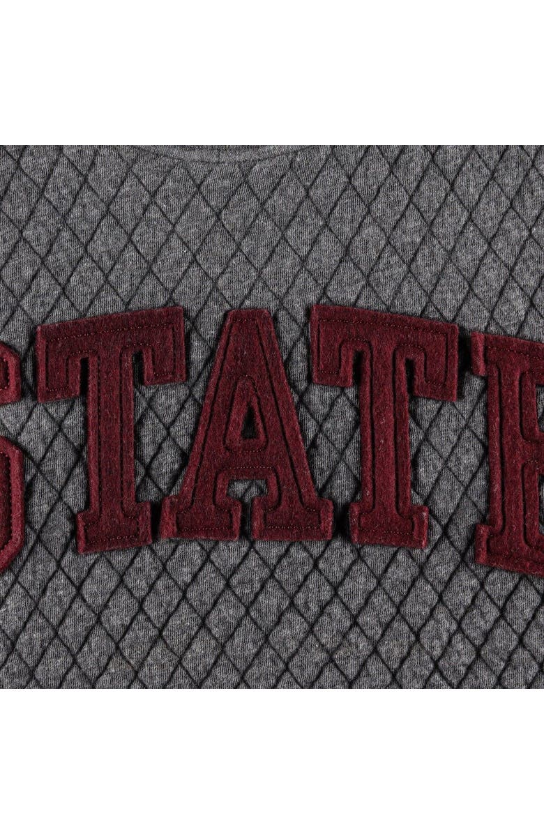 PRESSBOX Women's Pressbox Heather Charcoal Mississippi State Bulldogs Moose Quilted Pullover Sweatshirt, Alternate, color, Heather Charcoal