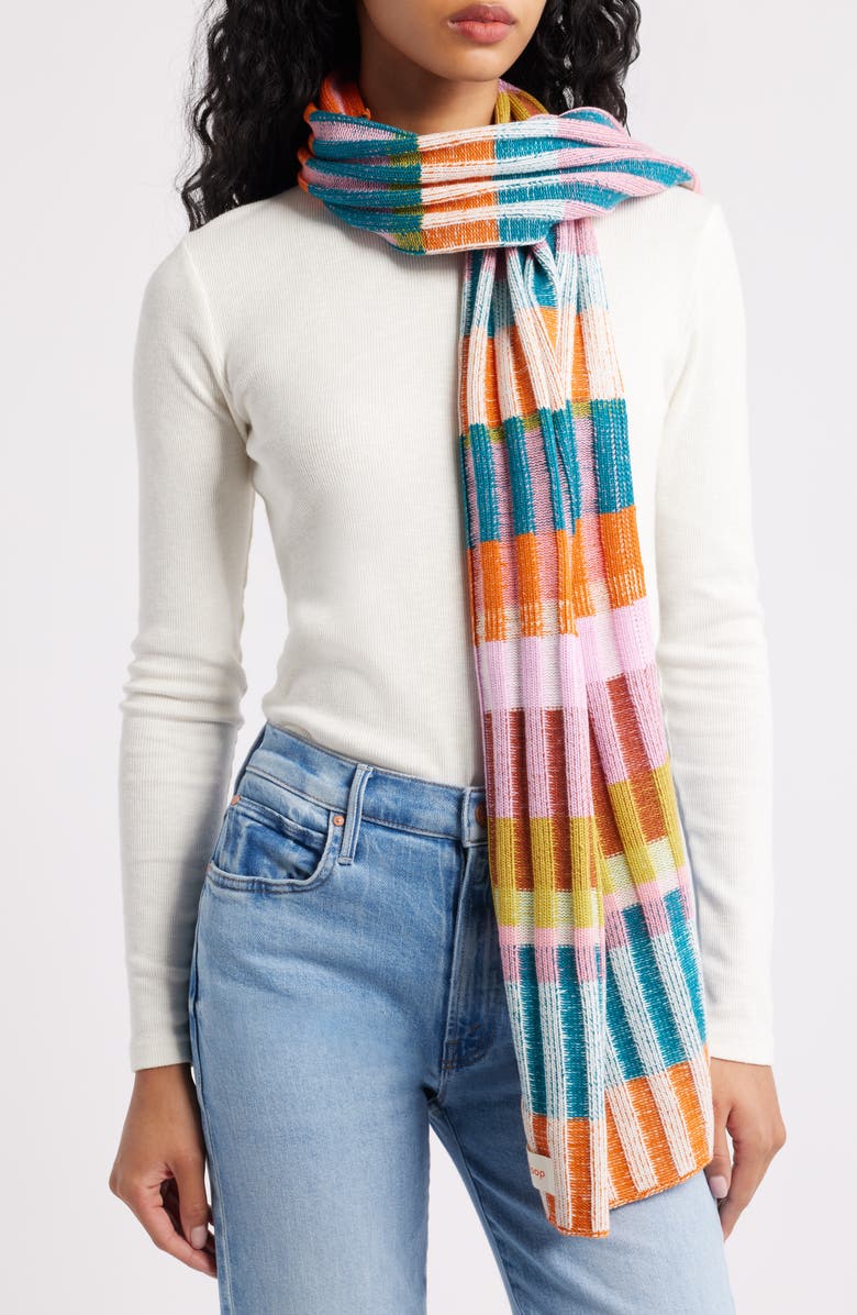 verloop Mosaic Stripe Scarf, Main, color, Rust Lilac