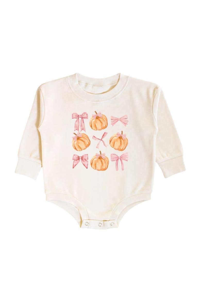 Pumpkin Long Sleeve Romper, Main, color, Natural