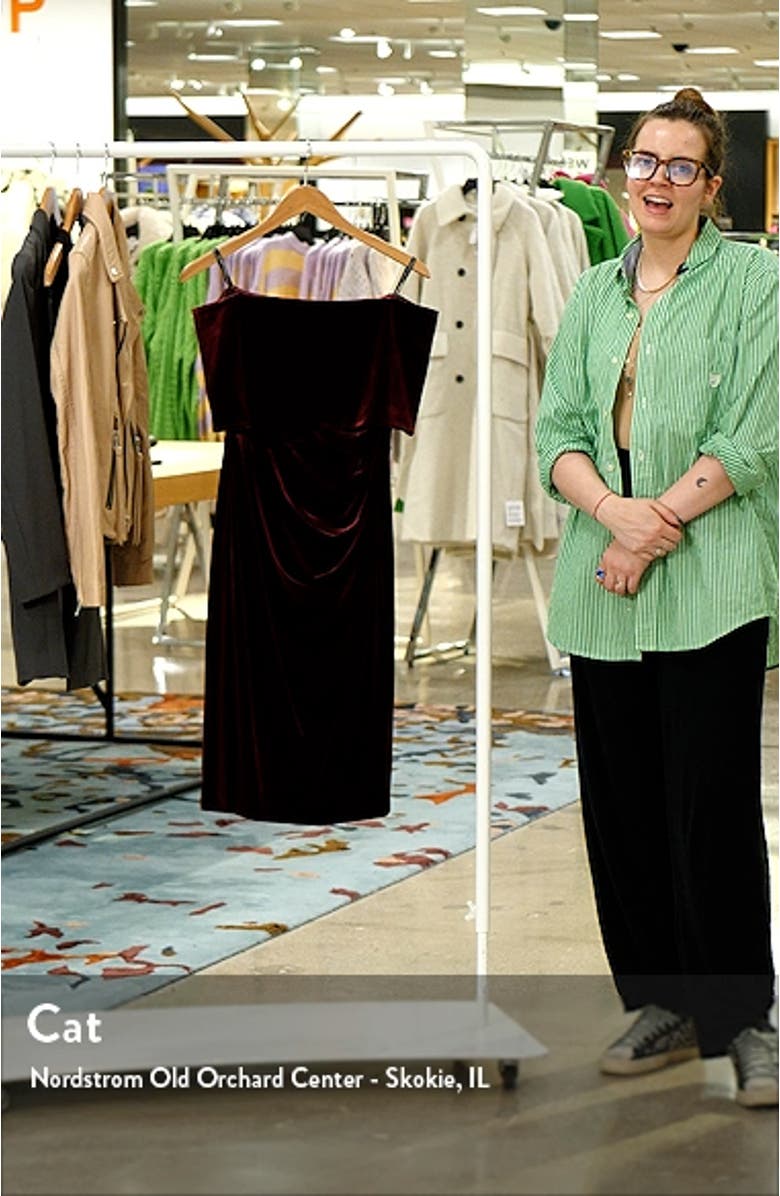 Ruched Off the Shoulder Velvet Dress, sales video thumbnail