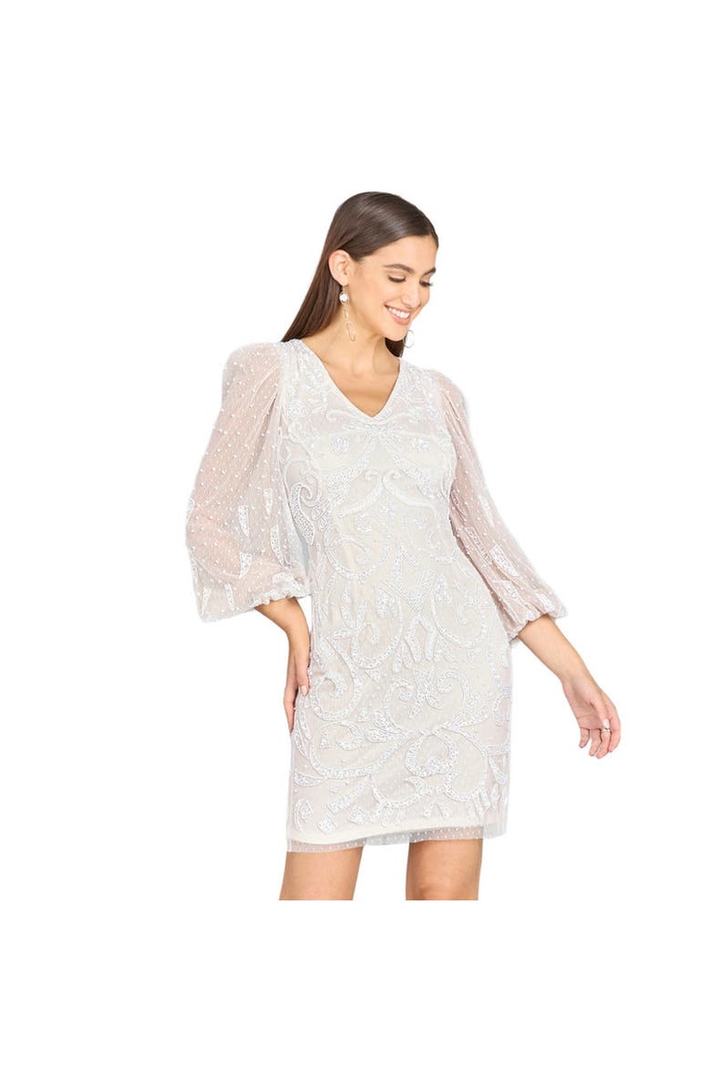 LARA New York V-Neck, Balloon Sleeve Bridal Mini, Main, color, Ivorynude