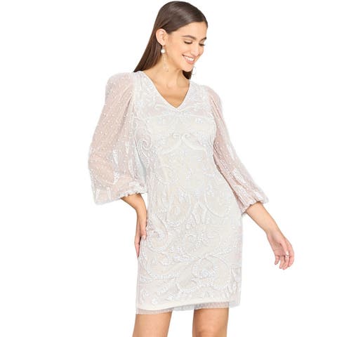 V-Neck, Balloon Sleeve Bridal Mini