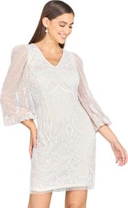 LARA New York V-Neck, Balloon Sleeve Bridal Mini