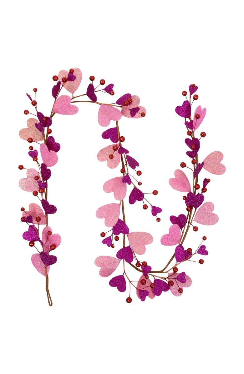 Northlight 6' Glittered Hearts and Berries Valentine's Day Garland, Main, color, Red