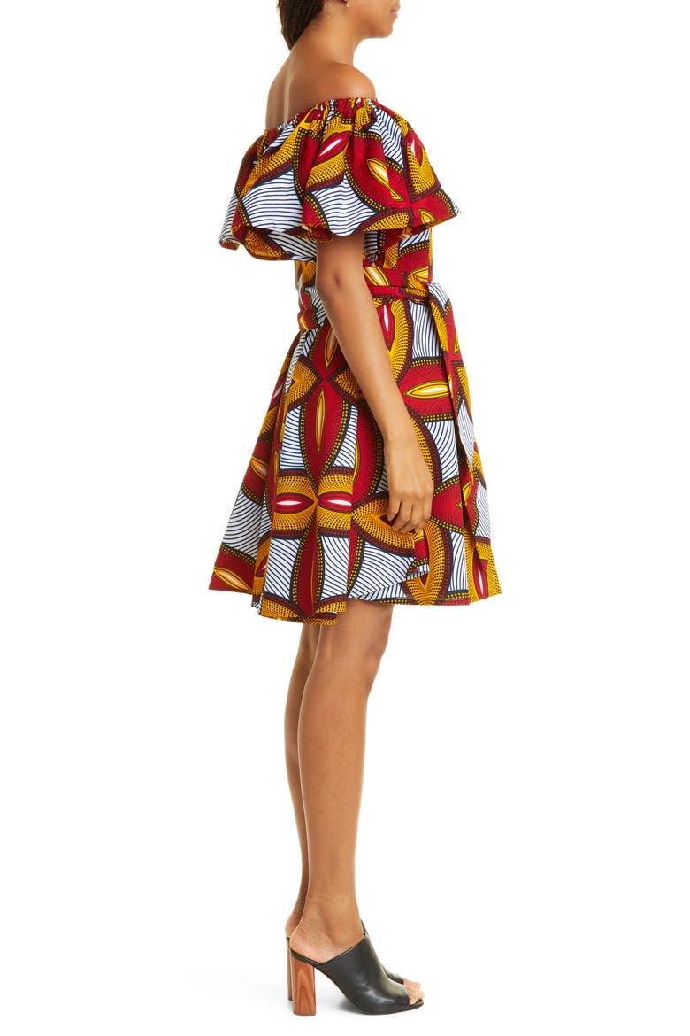 Off the Shoulder Cotton Dress (Nordstrom Exclusive), Alternate, color, RED/ YELLOW