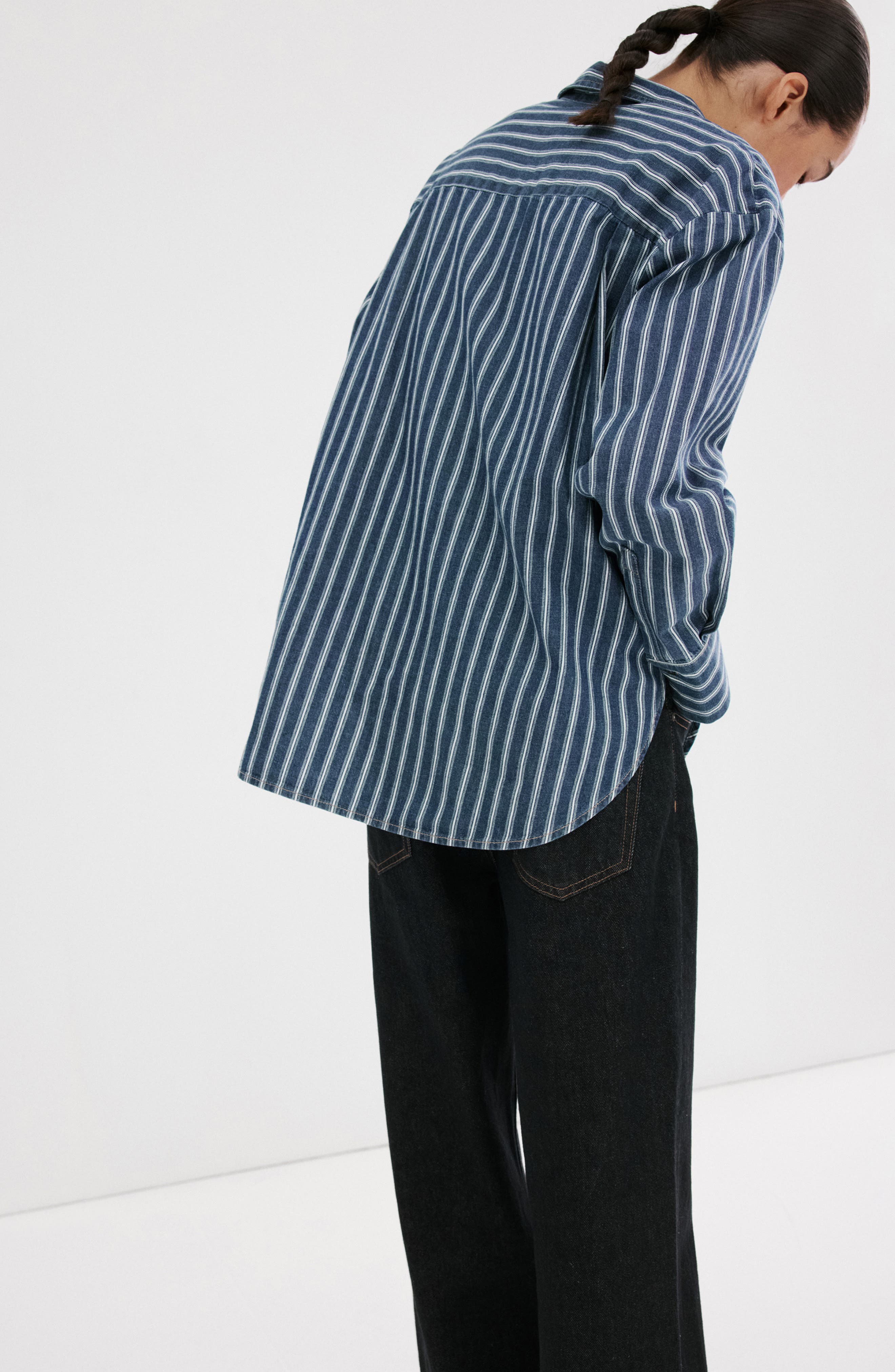 Stripe Oversize Denim Shirt (Women) | Nordstrom