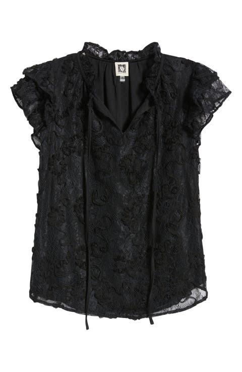 Ruffle Sleeve Lace Top