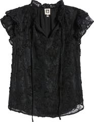 Anne Klein Ruffle Sleeve Lace Top