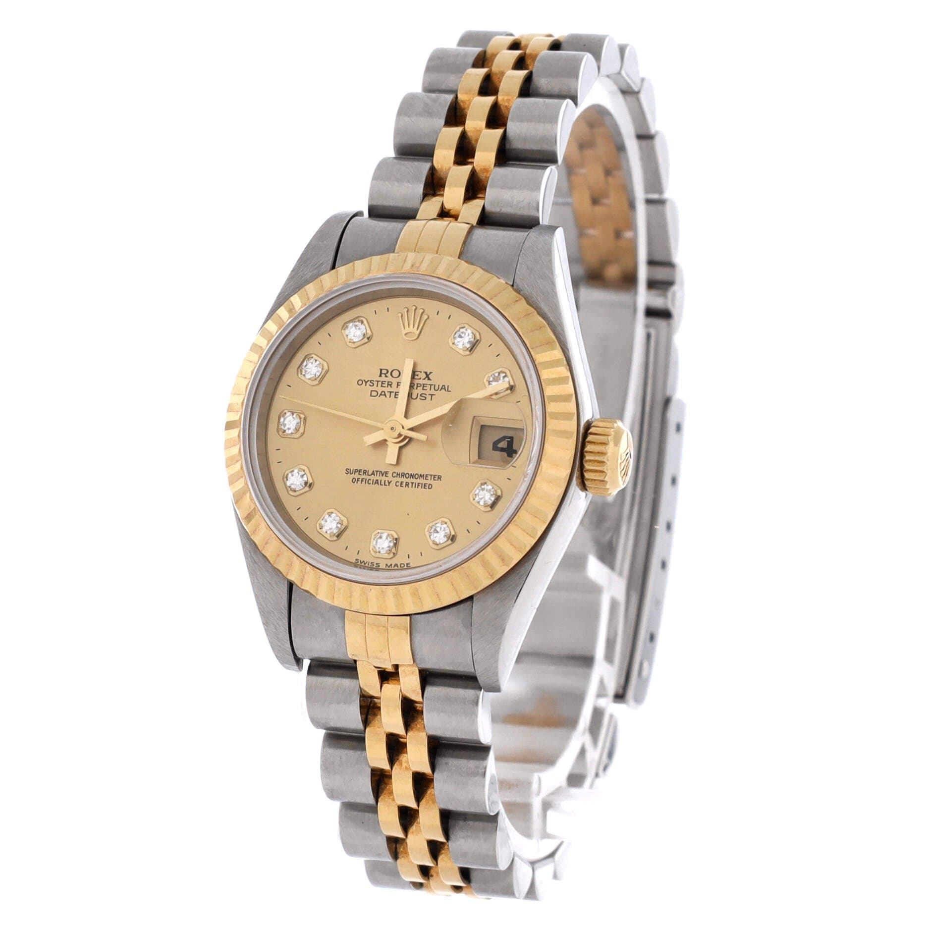 Oyster Perpetual Datejust Automatic Watch Stainless Steel and Yellow Gold with Diamond Markers 26, Alternate, color, Metallic Silver