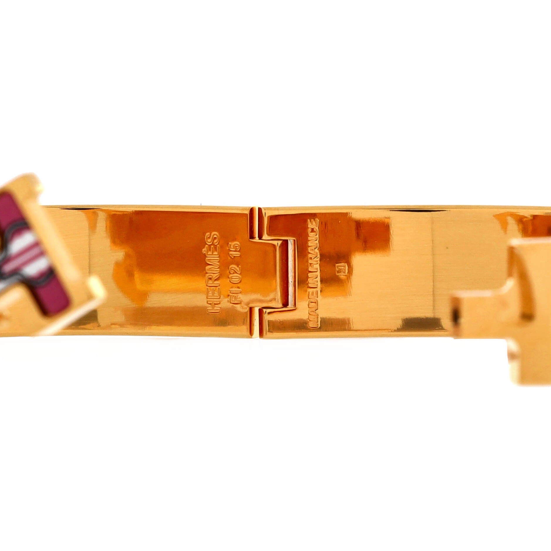 Pre-Owned Hermes Clic H Bracelet Printed Enamel Narrow, Alternate, color, Pink