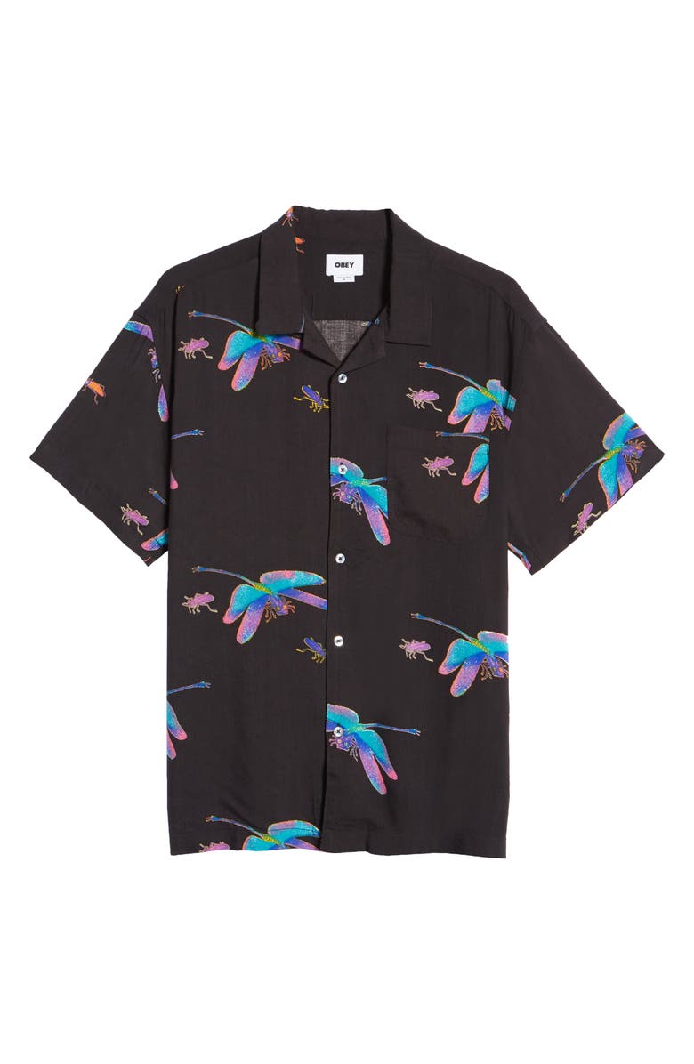 Obey Dragonfly Regular Fit Short Sleeve Button-Up Camp Shirt, Alternate, color,