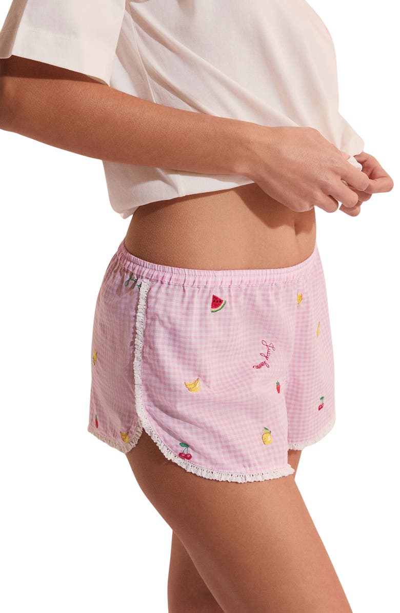 Etam Brisa Cotton Pajama Shorts, Alternate, color, Candy-Pink