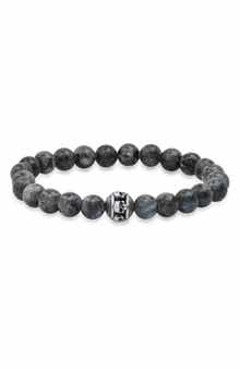 Men's Agate Skull Bead Bracelet