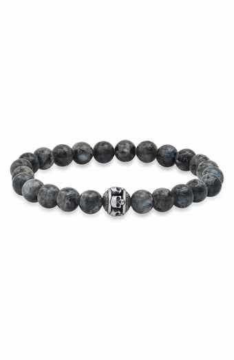 Men's Agate Skull Bead Bracelet