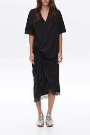 BIMBA Y LOLA Two-Material Knot T-Shirt Dress
