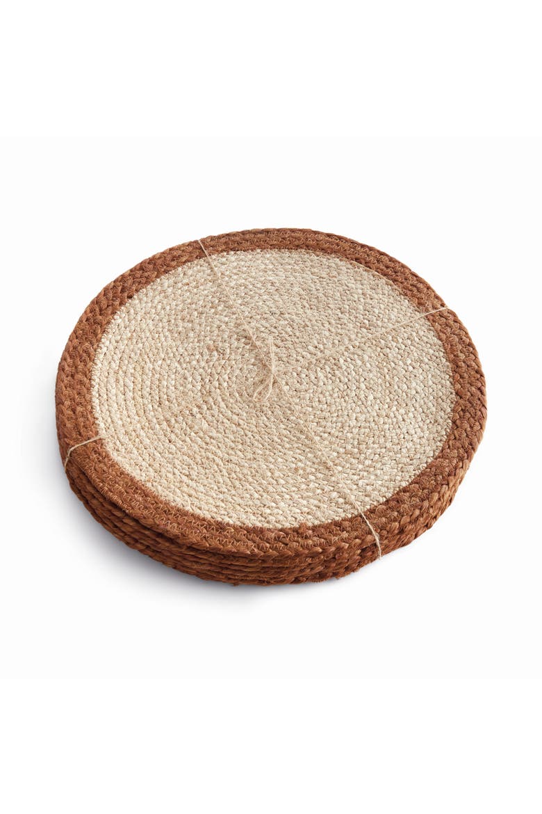 Jute Coil Round Placemats, Set of 8 - Natural/Rust, Main, color, Red