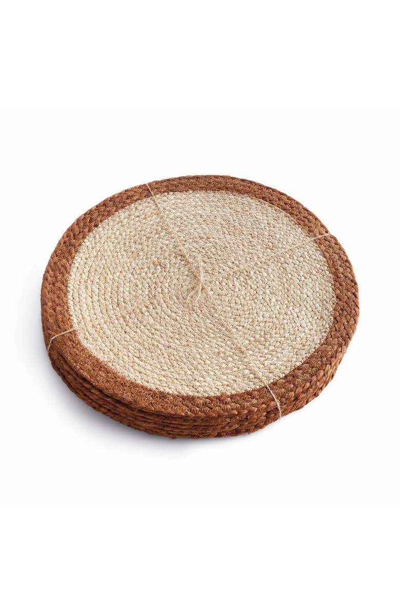 Napa Home & Garden Jute Coil Round Placemats, Set of 8 - Natural/Rust, Main, color, Red