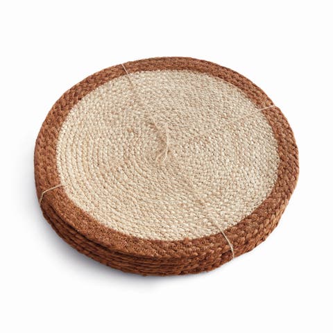 Jute Coil Round Placemats, Set of 8 - Natural/Rust