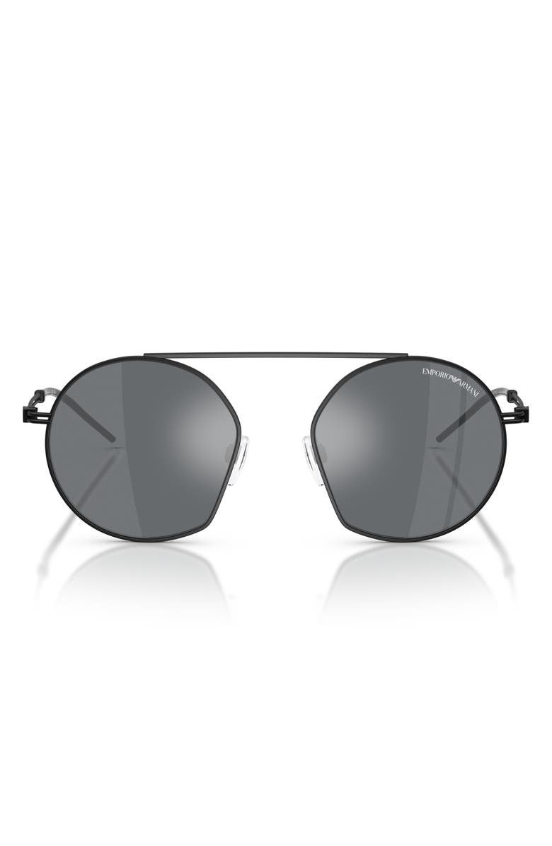 Emporio Armani 50mm Irregular Sunglasses, Main, color, Matte Black / Mirror Black