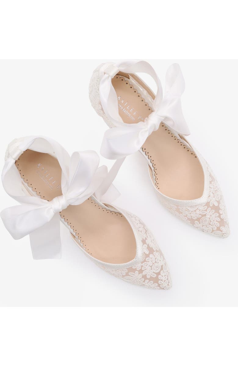 Kailee P Abby Lace Block Heel with Satin Ankle Tie, Alternate, color, White