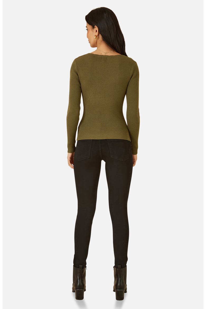 Metallic Knitted Ribbed Top, Alternate, color, Olive Green