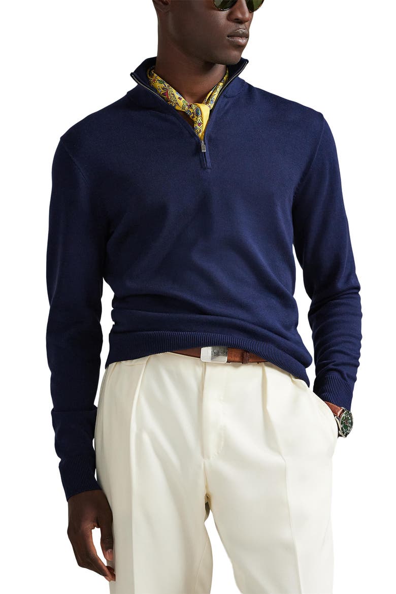 Mock Neck Cotton Quarter Zip Sweater (Men) | Nordstrom