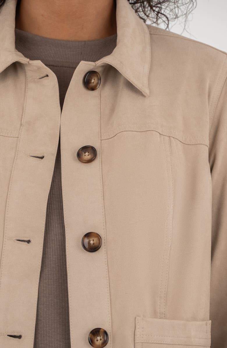 KUT from the Kloth Matilda Crop Faux Suede Trucker Jacket, Alternate, color, Stone