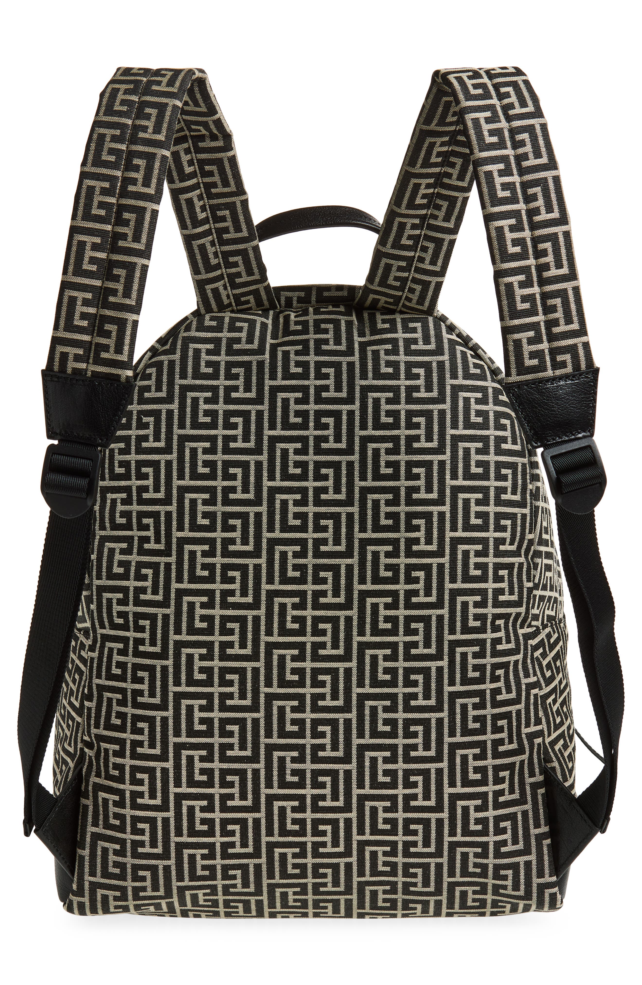 Balmain Pulse Twill Backpack, Alternate, color, Geometric Logo/Ivory/Black