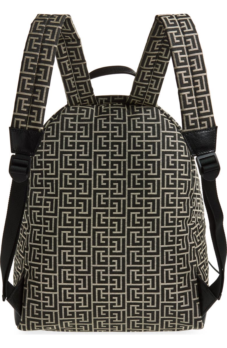 Balmain Pulse Twill Backpack, Alternate, color, Geometric Logo/Ivory/Black