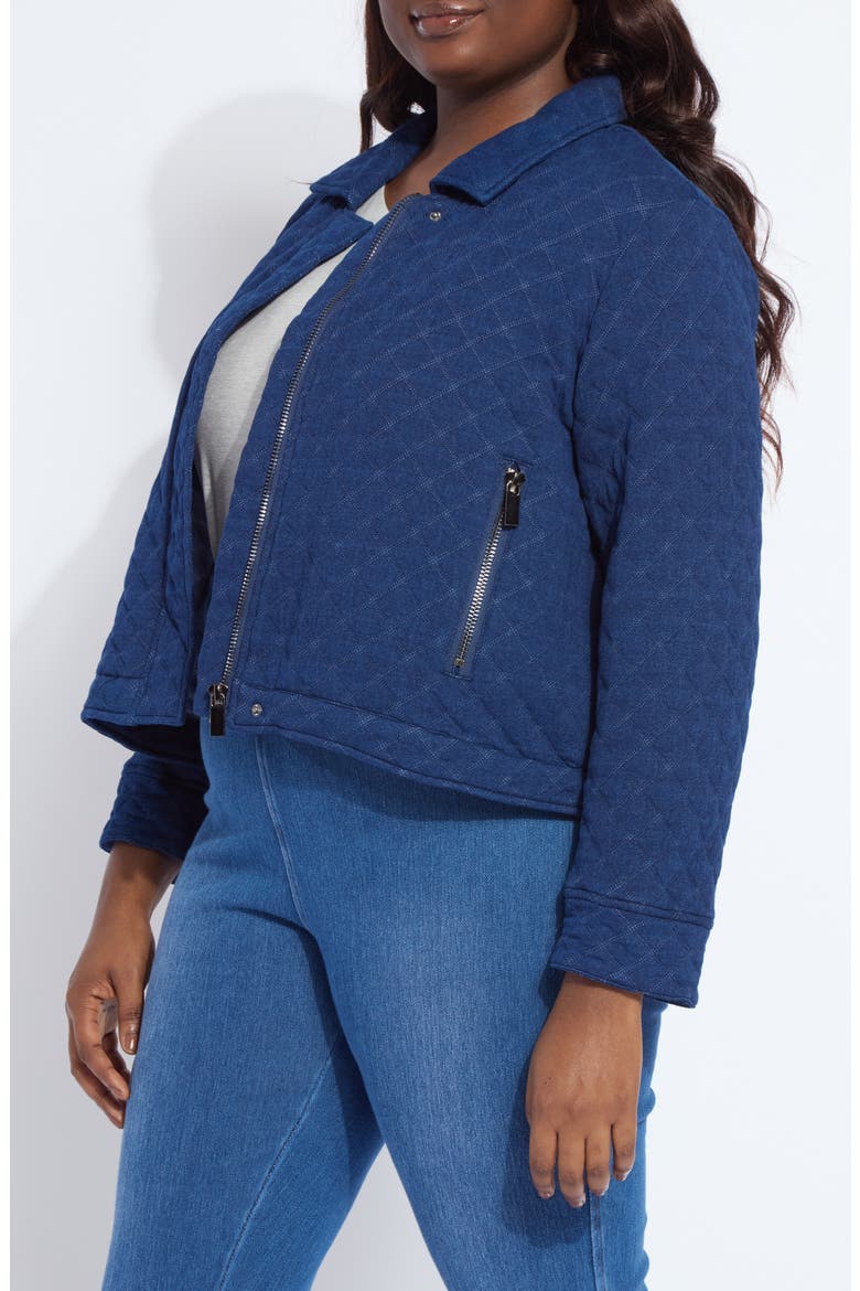 Elora Quilted Jersey Jacket, Alternate, color, INDIGO