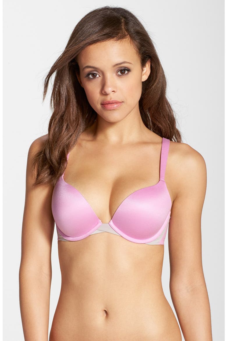Pillow Cup Signature Push-Up Plunge Bra, Main, color, ORCHID BLOOM/ SWEET GREY